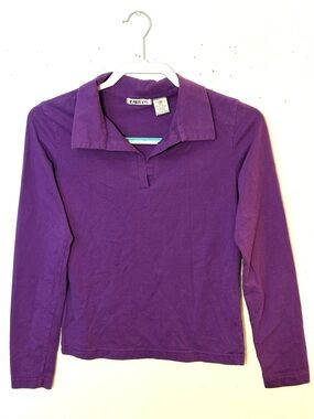 Us Three Purple Long Sleeve Collared Tee. Size M. EUC.